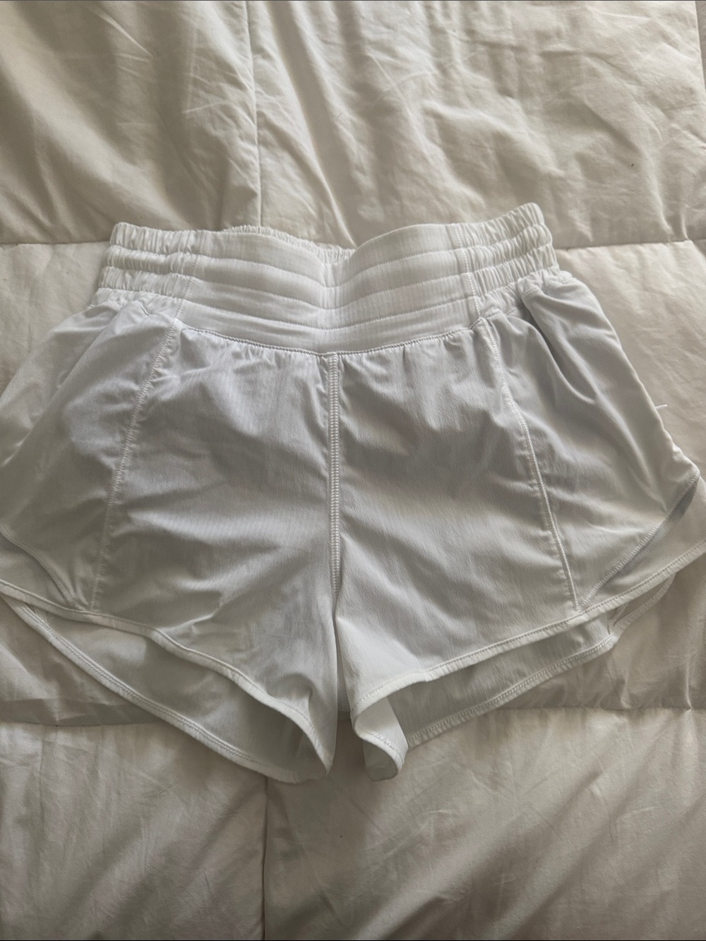 Women's White Athletic Shorts - hotty hot
